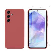 Redshield Samsung Galaxy A55 TPU Tea Red & Tempered Glass 2