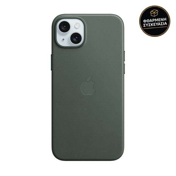Apple iPhone 15 Plus FineWoven EverGreen 1 · φθαρμένη συσκευασία
