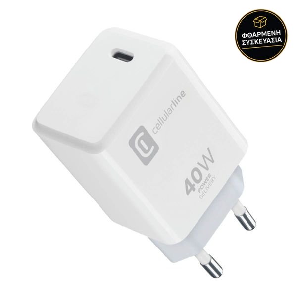 Cellular Line 40W Type-C White 1 · φθαρμένη συσκευασία