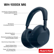Sony WH-1000XM6 Flagship Noise Cancelling Wireless Over Ear Headphones Midnight Blue 8