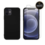 Redshield iPhone 12/12 Pro Silicone Black Case & Tempered Glass 1
