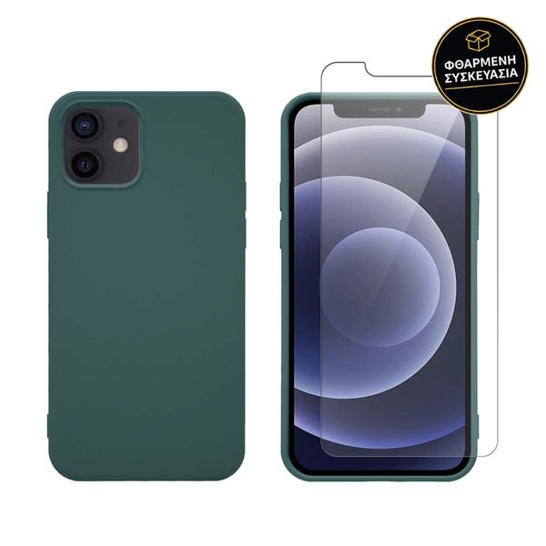 Redshield iPhone 12/12 Pro Silicone Green & Tempered Glass