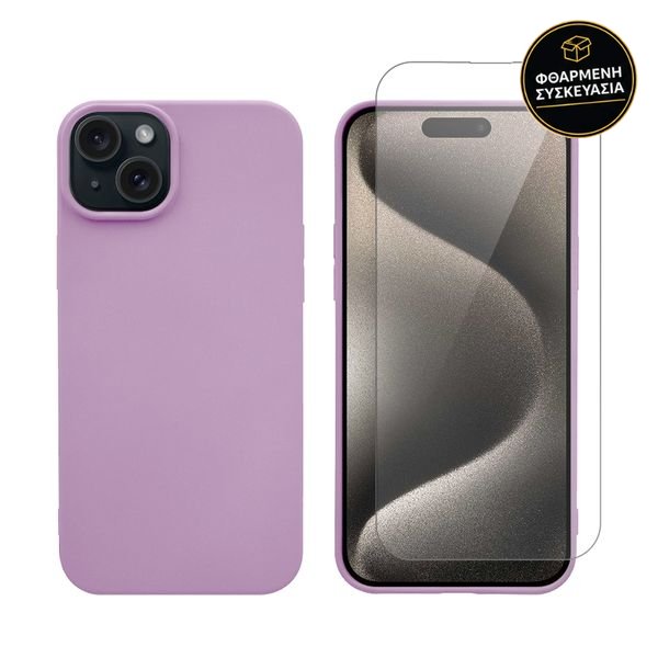 Redshield iPhone 15 Silicone Case & Glass Pink