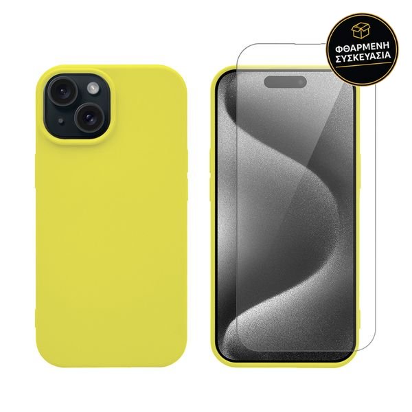 Redshield iPhone 15 Silicone Case & Glass Yellow