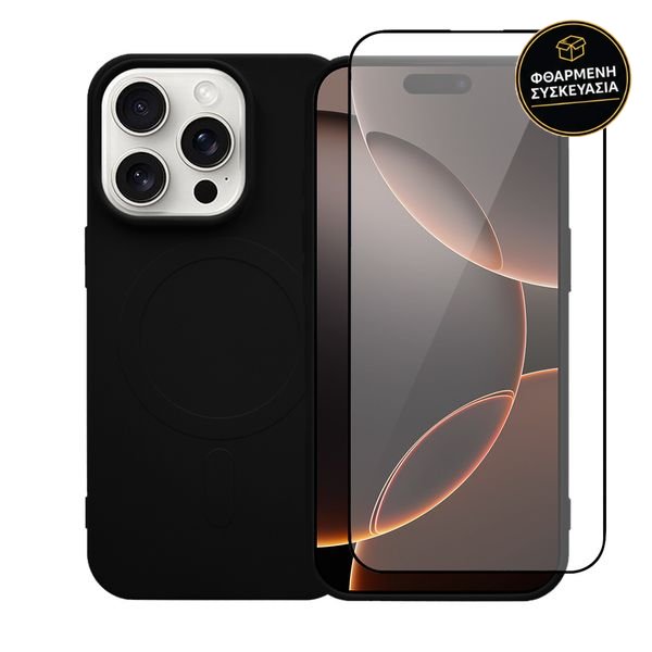 Redshield iPhone 16 Pro Max Silicone Case with MagSafe & Tempered Glass Black