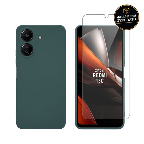Redshield Redmi 13C / Poco C65 TPU Case & Tempered Glass Green
