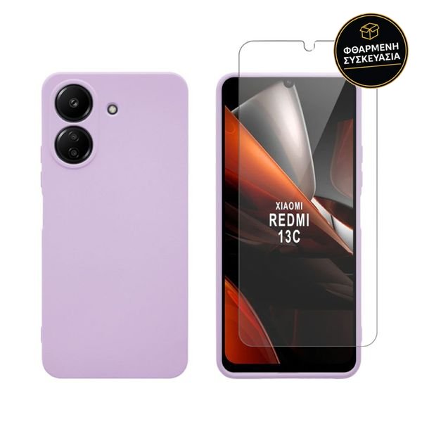 Redshield Redmi 13C / Poco C65 TPU Case & Tempered Glass Purple