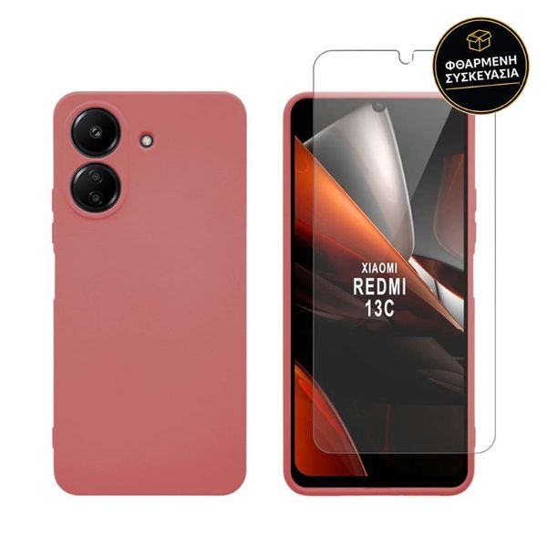 Redshield Redmi 13C / Poco C65 TPU Case & Tempered Glass Red