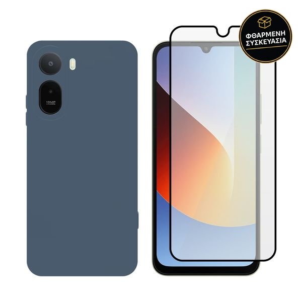 Redshield Redmi A7 Pro Silicone Case & Glass Blue 1 · φθαρμένη συσκευασία