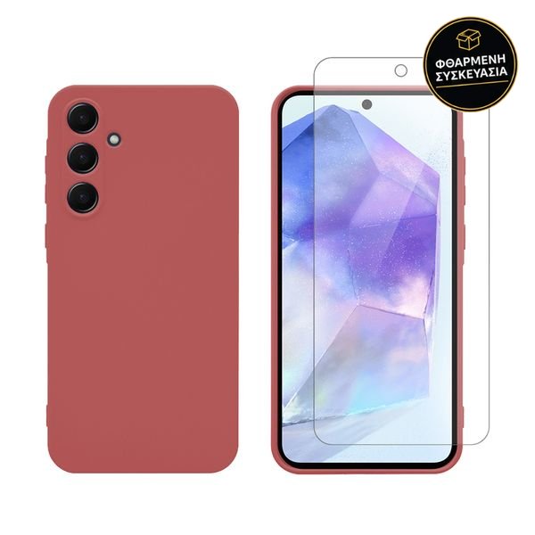 Redshield Samsung Galaxy A35 TPU Tea Red & Tempered Glass 1 · φθαρμένη συσκευασία