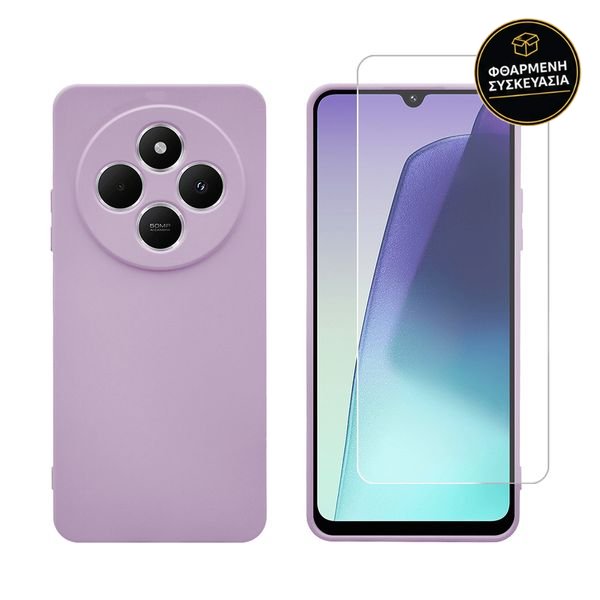 Redshield Xiaomi Redmi 14C 4G/Poco C75 Silicone Case & Glass Purple