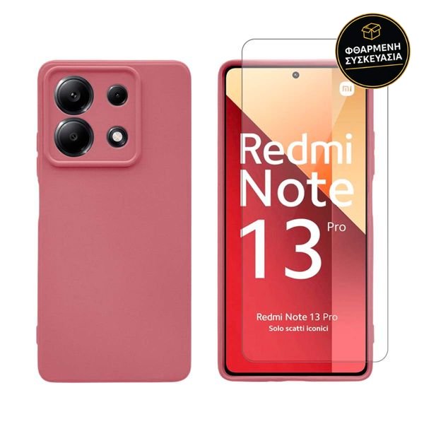 Redshield Xiaomi Redmi Note 13 Pro 5G/Poco X6 Silicone Red & Tempered Glass 1 · φθαρμένη συσκευασία