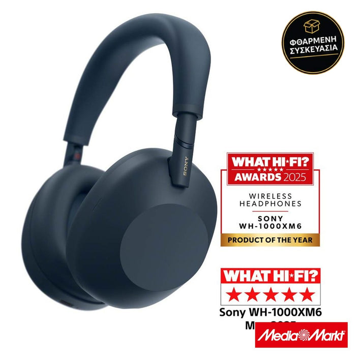 Sony WH-1000XM6 Flagship Noise Cancelling Wireless Over Ear Headphones Midnight Blue · φθαρμένη συσκευασία